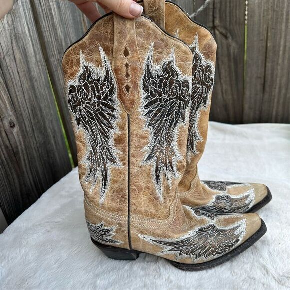 Corral Women's Western Boots Size 6 Brown Snip Toe Embroidered Mid-Calf - Picture 1 of 14